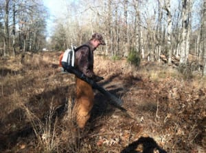 OdenWoodsWaters1 | My Pulse News While visiting DuVall's Bluff for the duck hunt, OWWC members Travis Gray and Billy Joe Damazio helped clear a fire trail in preparation for a controlled burn on the Wattensaw WMA. The Oden High School outdoor education and recreation club regularly volunteers time with the US National Forest Service and the Arkansas Game and Fish Commission. Blake Vail, AGFC Natural Resources Program Technician, explained the importance of fire trail maintenance to timber management.